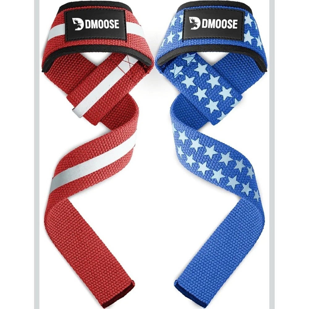 DMoose Weight Lifting Straps American Flag Deadlift Wrist Support Cotton Gym NEW